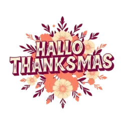 Hallothanksmas With Retro 70s Typography Boho Floral #4476 | Free PNG Download