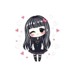 Hand Drawn Cute Goth Art Surrounded By Cute Doodles Like #8800 | Free PNG Download