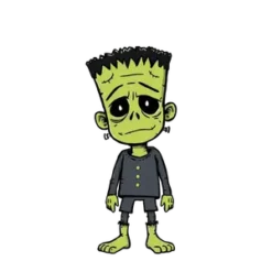 Hand Drawn Frankenstein Surrounded By Cute Doodles Like #8729 | Free PNG Download