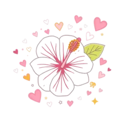 Hand Drawn Hibiscus Surrounded By Cute Doodles Like Hearts #1132 | Free PNG Download