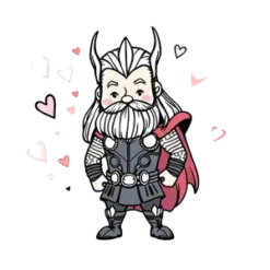 Hand Drawn Thor Surrounded By Cute Doodles Like Hearts And #1177 | Free PNG Download