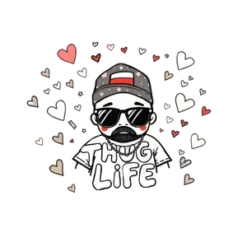Hand Drawn Thug Life Surrounded By Cute Doodles Like Hearts #4656 | Free PNG Download