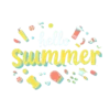 Hello Summer Text With Cute Summer Icons Fun And Sunny Look #2002 | Free PNG Download