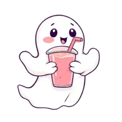 Kawaii Pastel Ghost Holding 24 | Free PNG Download