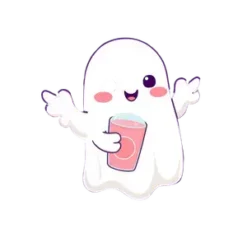 Kawaii Pastel Ghost Holding 22 | Free PNG Download