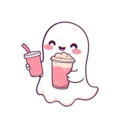 Kawaii Pastel Ghost Holding 14 | Free PNG Download