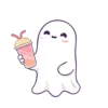 Kawaii Pastel Ghost Holding 12 Free PNG Download