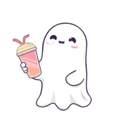 Kawaii Pastel Ghost Holding 12 Free PNG Download