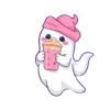 Kawaii Pastel Ghost Holding 10 | Free PNG Download