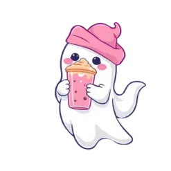 Kawaii Pastel Ghost Holding 10 | Free PNG Download