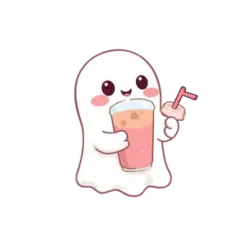 Kawaii Pastel Ghost Holding 6 | Free PNG Download
