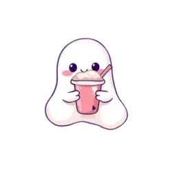 Kawaii Pastel Ghost Holding 4| Free PNG Download