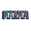 Mama Denim Textured Font With Stitched Edges And Heart #9892 | Free PNG Download