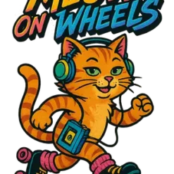 Retro Roller Cat #7906 | Free PNG Download