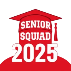 Senior Squad 2025 With Graduation Cap White Letters On Red #6529 | Free PNG Download