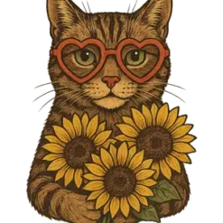 Sunflower Cat Delight #9171 | Free PNG Download