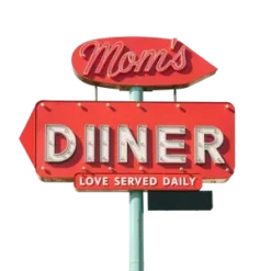 Vintage Retro Motel Sign With Moms Diner Love Served Daily #8891 | Free PNG Download