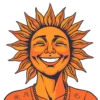 Vintage Sun Smiling Face I27 | Free PNG Download