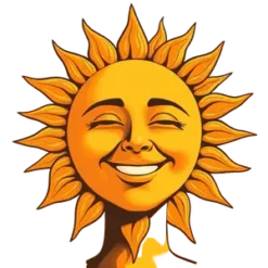 Vintage Sun Smiling Face In 7 | Free PNG Download